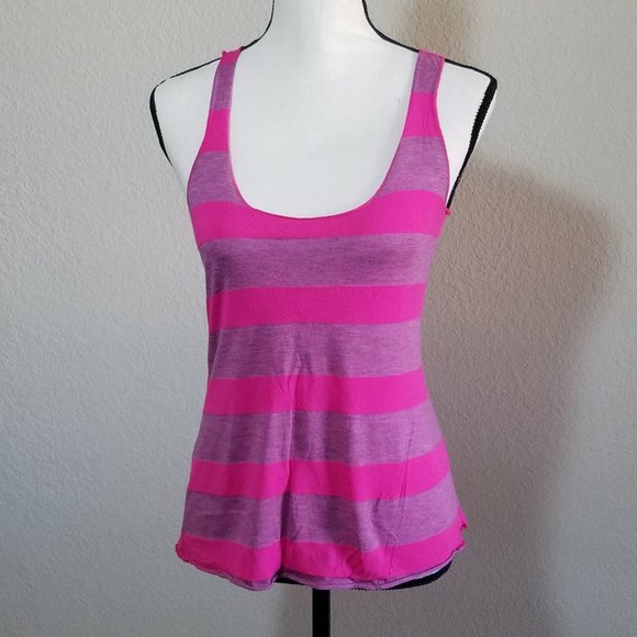 Wet Seal Tops - Wet Seal Juniors Tank Tops Small Pink Stripe Racer Back Shirt Casual y2k 90s